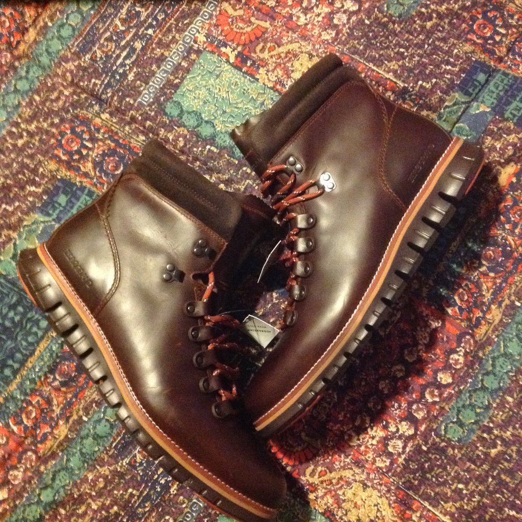 Cole Haan Men's Zerogrand Waterproof Dark Brown Leather Hiker Boots- 11.5m - Nib